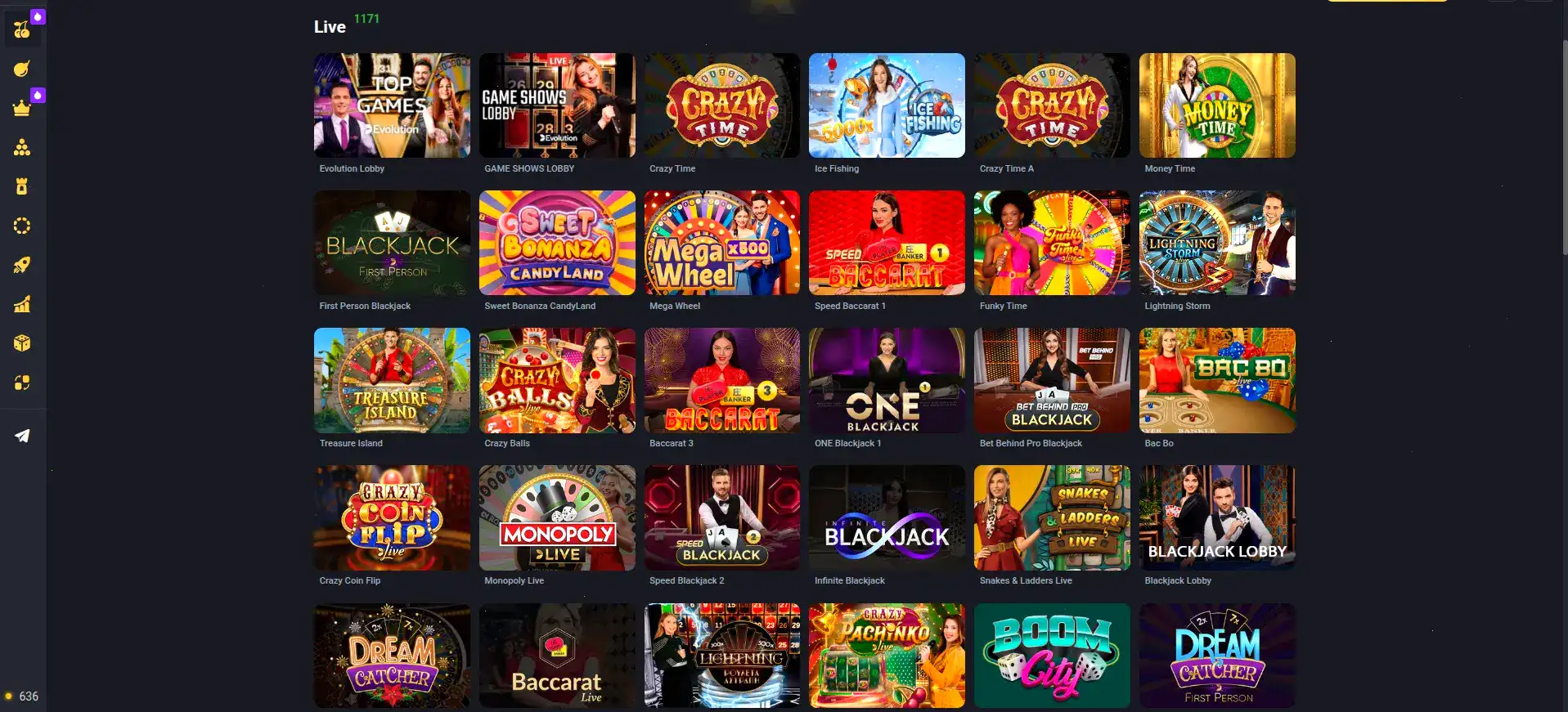 Интерфейс игрового зала Гет Икс казино с множеством слотов